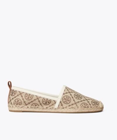 Tory Burch T Monogram Espadrille Flat In Hazel / New Ivory
