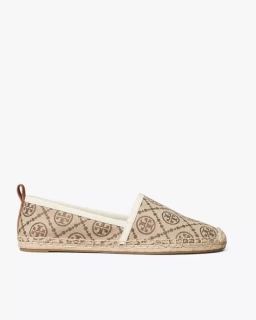 Tory Burch T Monogram Espadrille Flat In Hazel / New Ivory