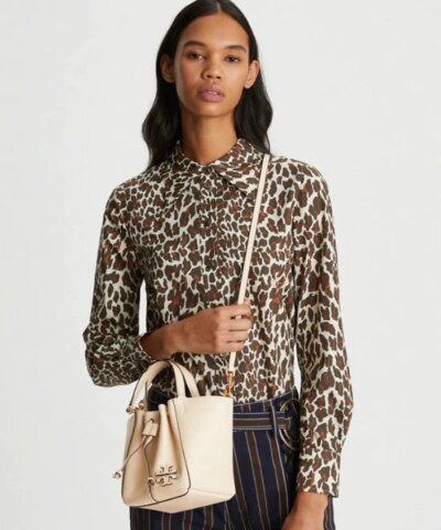 Tory Burch Mcgraw Dragonfly Mini Leather Satchel In Brie