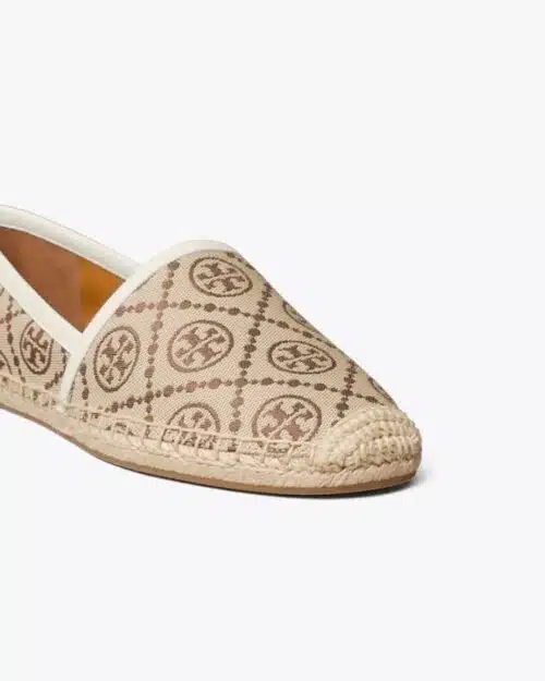 Tory Burch T Monogram Espadrille Flat In Hazel / New Ivory