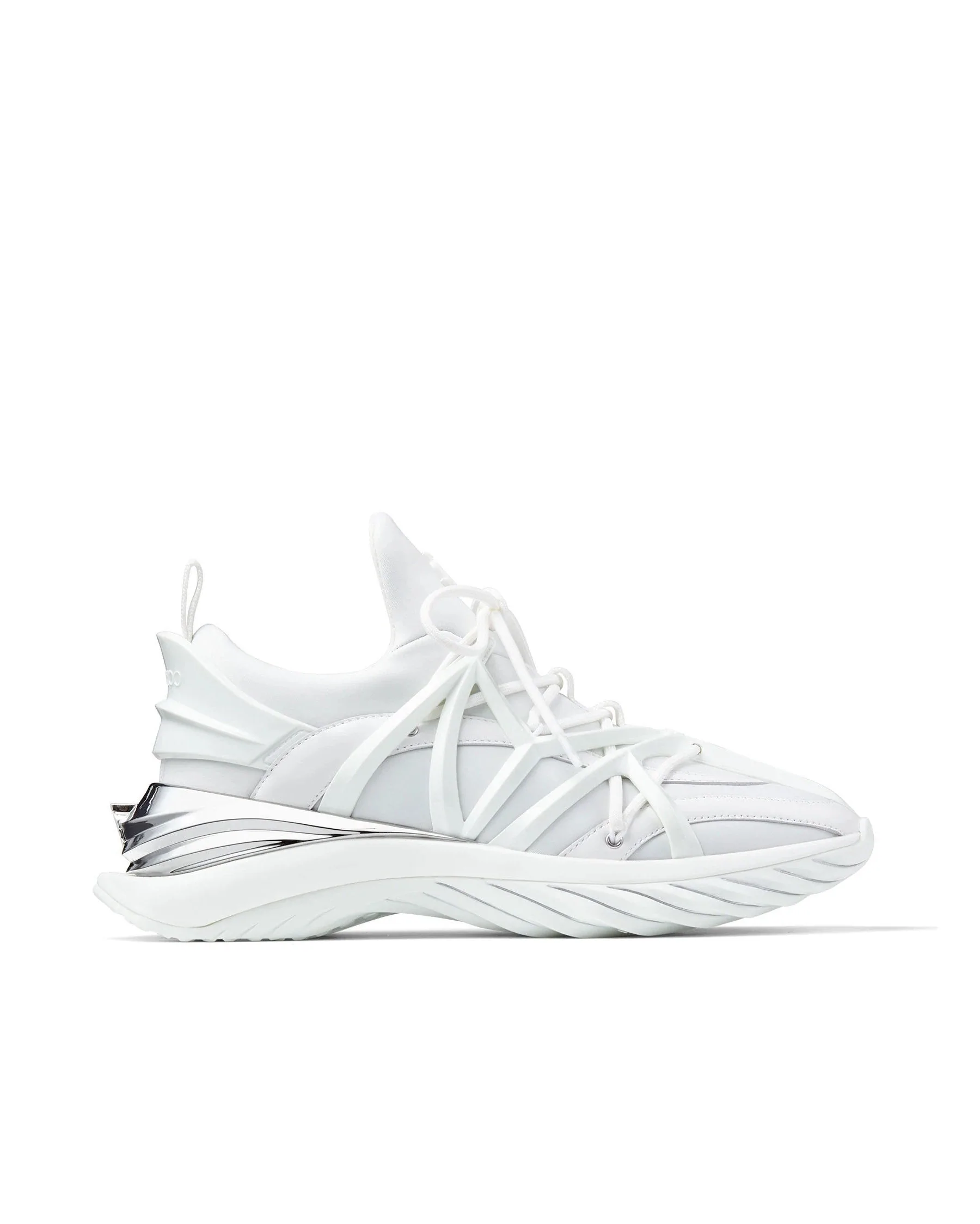 Jimmy Choo Cosmos/F White and Silver Low-Top Trainers