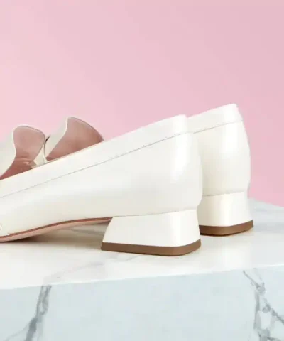 Roger Vivier RV Mini Buckle Loafers, Off White