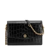 Tory Burch Robinson Embossed Mini Leather Shoulder Bag, Black