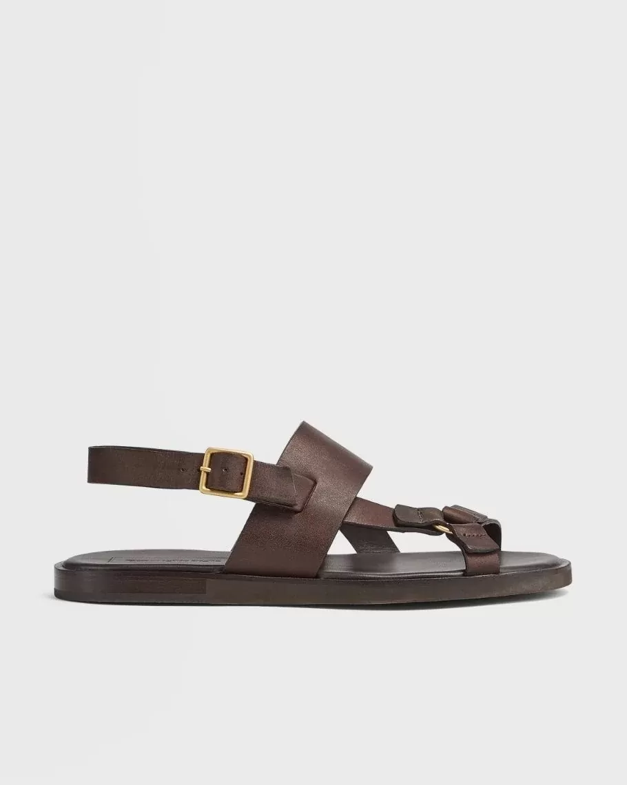 Ermenegildo Zegna Men's Brown Calfskin Sandals