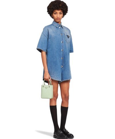 Prada Small Brushed Leather Tote