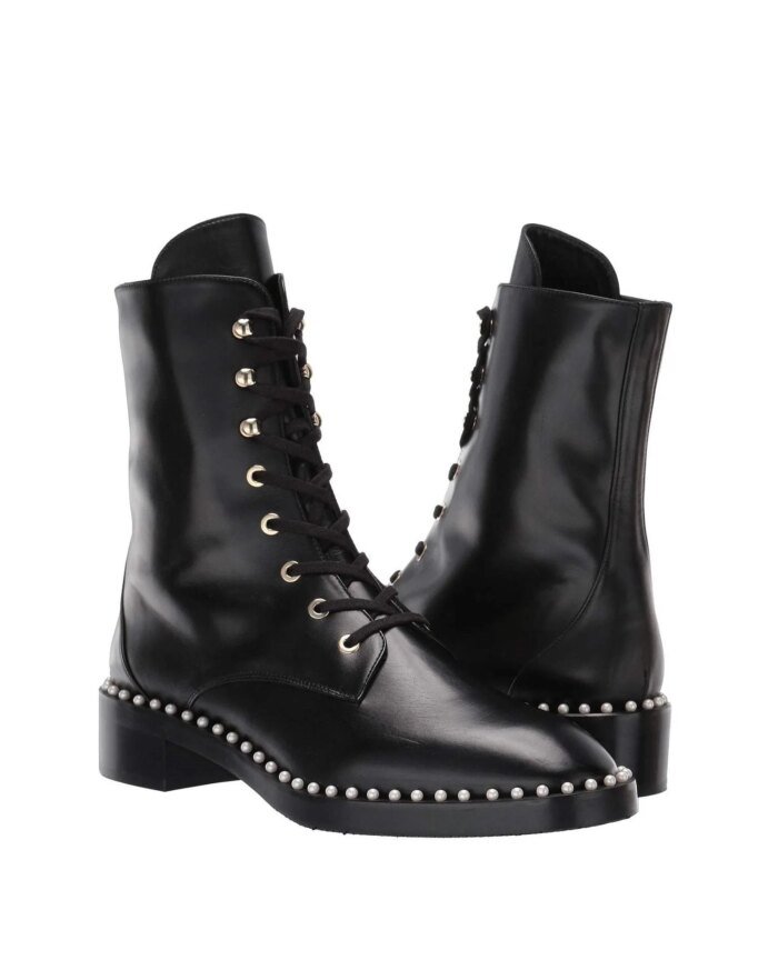 Stuart Weitzman Sondra Faux Pearl Combat Boots