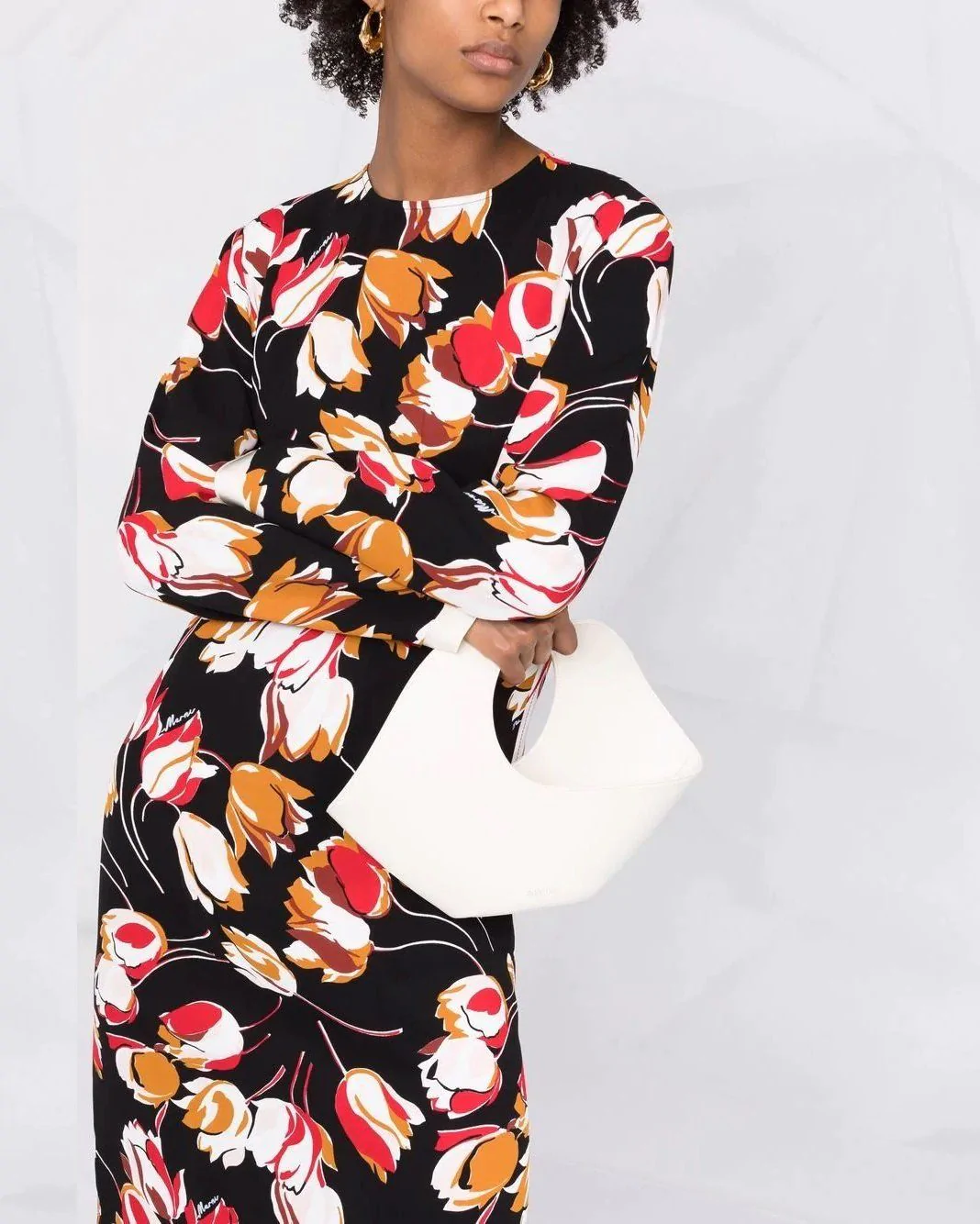 Marni Abstract-Print Long-Sleeve Dress