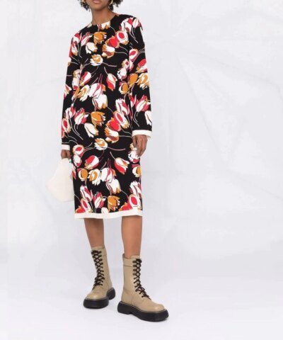 Marni Abstract-Print Long-Sleeve Dress