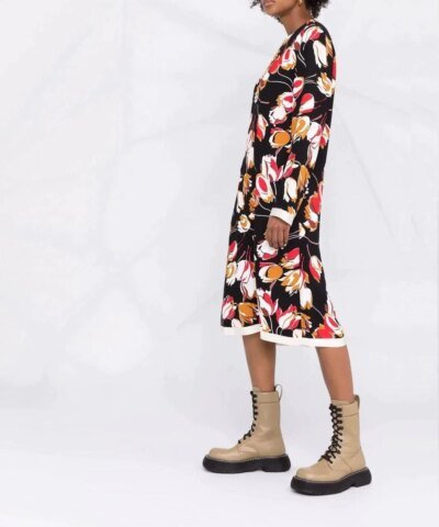 Marni Abstract-Print Long-Sleeve Dress