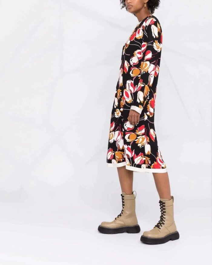 Marni Abstract-Print Long-Sleeve Dress