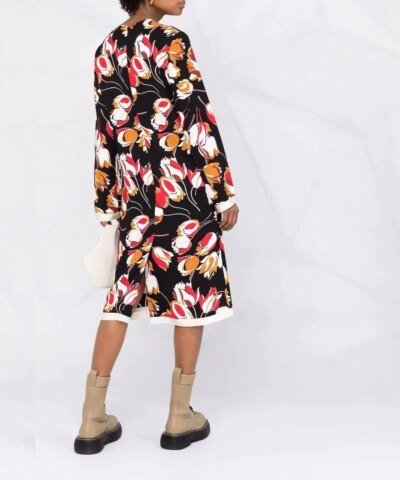 Marni Abstract-Print Long-Sleeve Dress