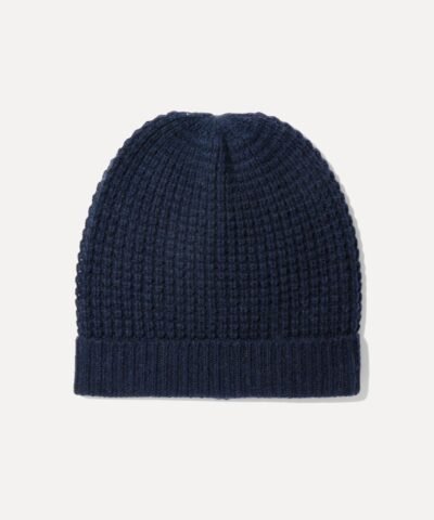 Madeleine Thompson Holby Waffle-Knit Cashmere Beanie, Navy