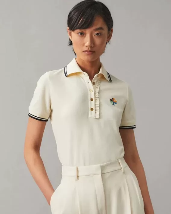 Tory Burch Ruffle Polo Shirt