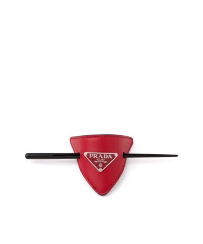 Prada Red Leather Hair Clip