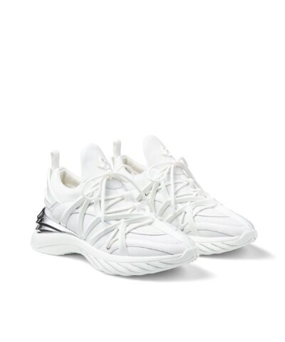 Jimmy Choo Cosmos/F White and Silver Low-Top Trainers