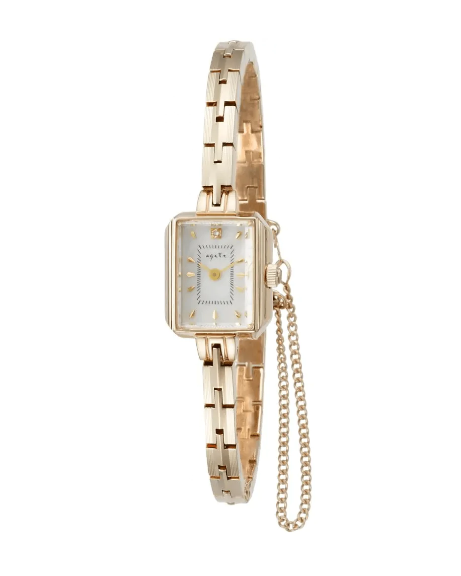 Agete Square Face Jewelry Watch [AGETE 15YG2 Watch]