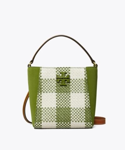 Tory Burch Mcgraw Woven Plaid Small Bucket Bag