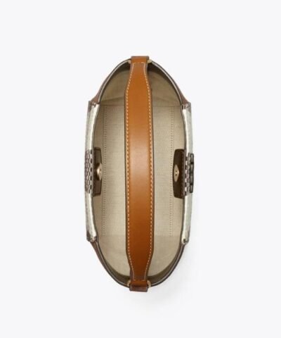 Tory Burch Mcgraw Woven Plaid Small Bucket Bag