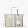 Tory Burch T Monogram Floral Vine Small Top-Zip Tote Bag In Ivory