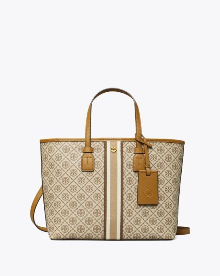 Tory Burch T Monogram Coated Canvas Small Tote Bag