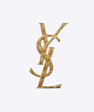 Saint Laurent Opyum YSL Crocodile Brooch Gold Brass