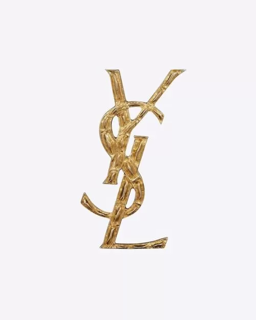 Saint Laurent Opyum YSL Crocodile Brooch Gold Brass