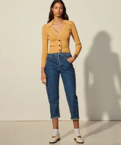 Sandro Knitted Cardigan With Polo Neck