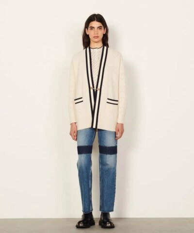 Sandro Pointelle Knit Coatigan