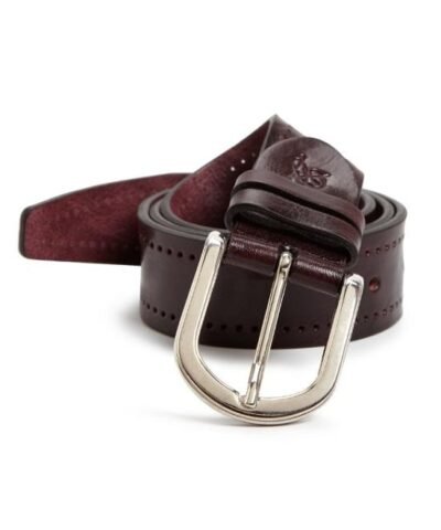 Canali Men's Brown Perforated Leather Belt