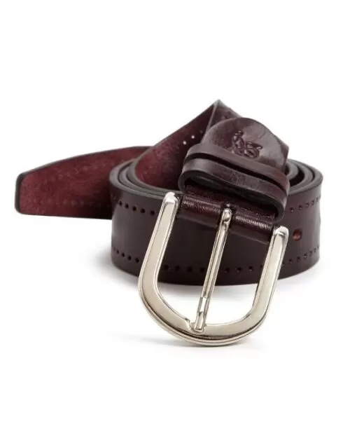 Canali Men's Brown Perforated Leather Belt