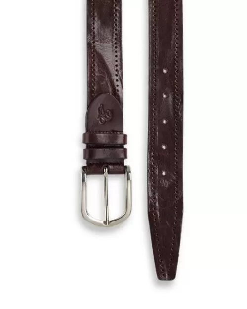 Canali Men's Brown Perforated Leather Belt