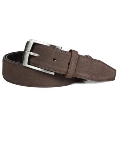 Canali Reversible Slim Suede Leather Belt With Texture
