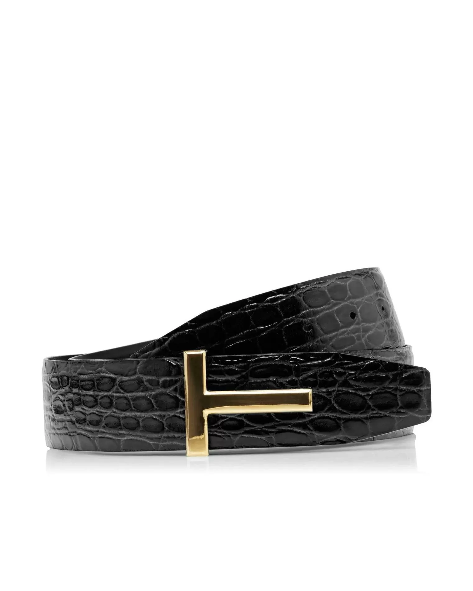 Tom Ford Men's Crocodile T Icon Belt