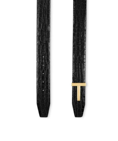 Tom Ford Men's Crocodile T Icon Belt