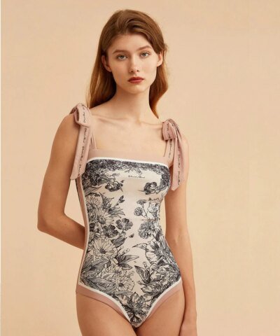 Visual Mood Joanna Reversible Tie-Shoulder One Piece Swimsuit