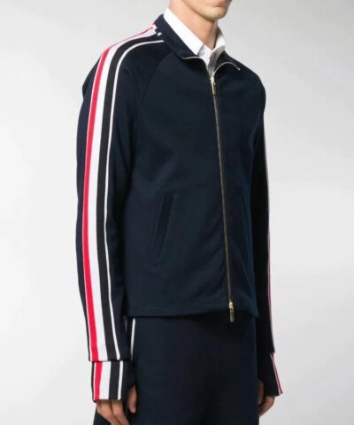 Thom Browne Cotton Interlocking RWB Stripe Track Jacket