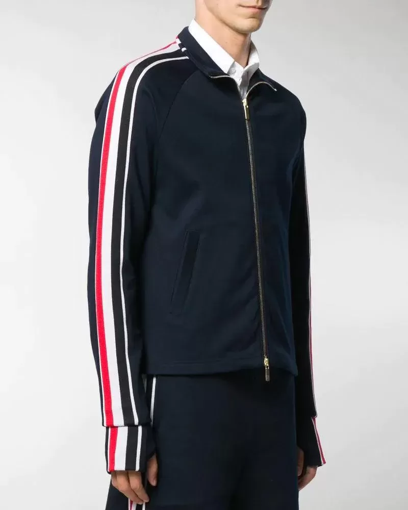 Thom Browne Cotton Interlocking RWB Stripe Track Jacket