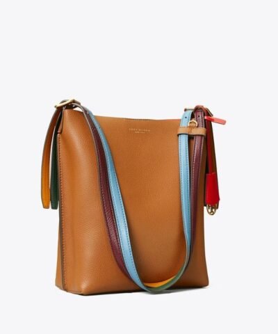 Tory Burch Perry Leather Bucket Bag, Light Umber