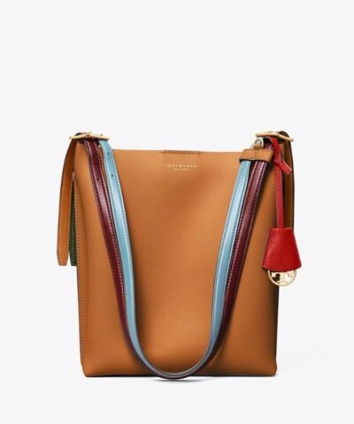 Tory Burch Perry Leather Bucket Bag, Light Umber