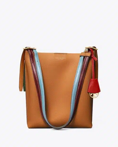 Tory Burch Perry Leather Bucket Bag, Light Umber