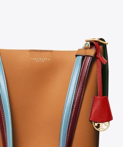 Tory Burch Perry Leather Bucket Bag, Light Umber