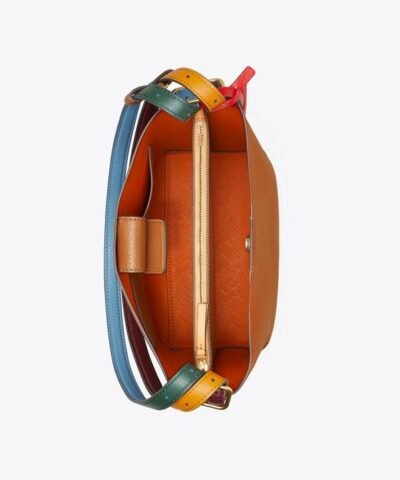 Tory Burch Perry Leather Bucket Bag, Light Umber