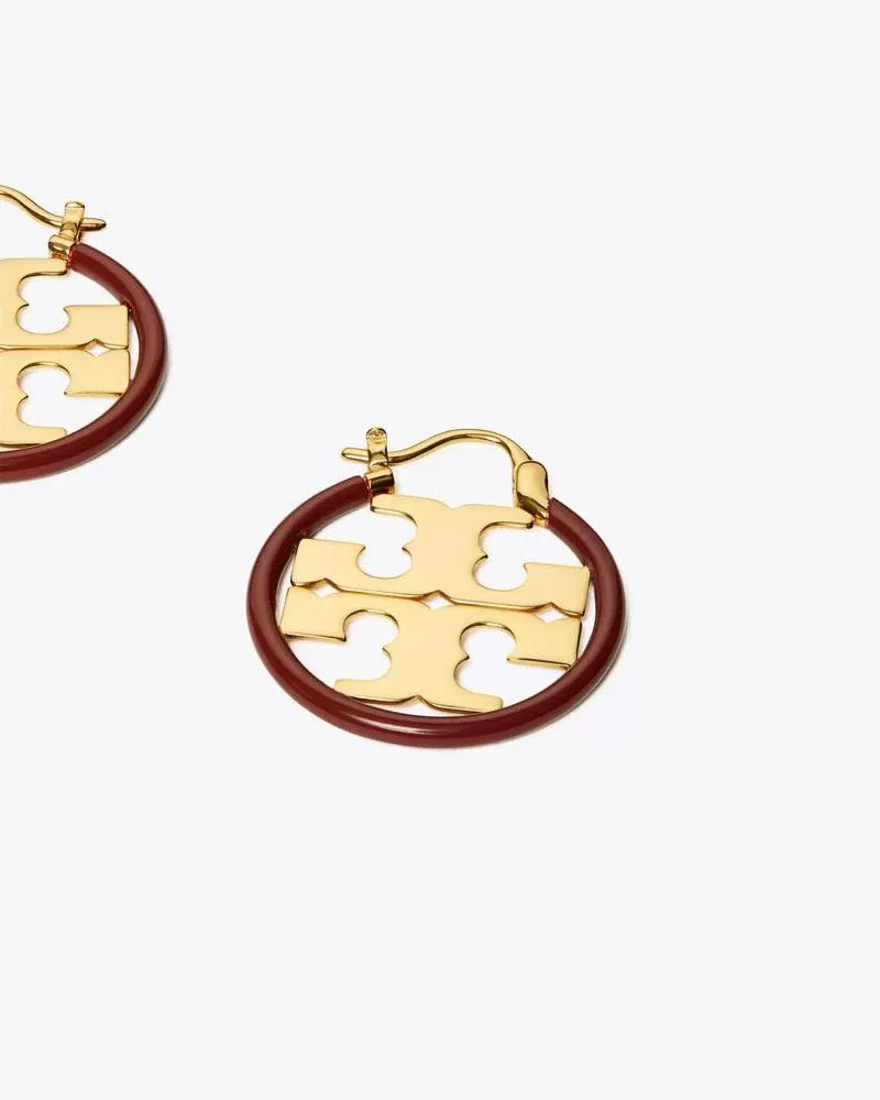 Tory Burch Miller Enamel Small Hoop Earring, Enamel