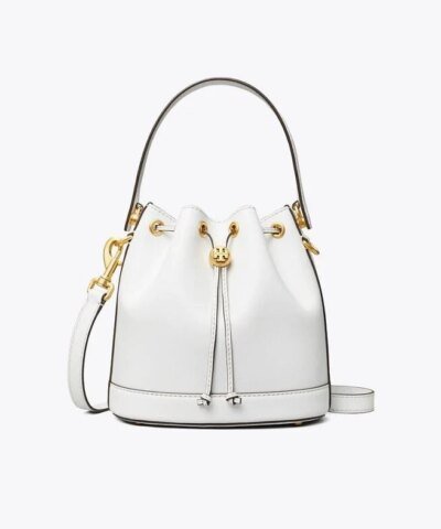 Tory Burch T Monogram Leather Bucket Bag, Black