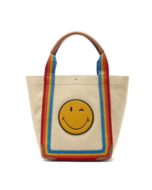 Anya Hindmarch Pont Small Stripe-Trimmed Canvas Tote Bag