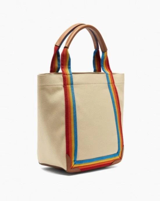 Anya Hindmarch Pont Small Stripe-Trimmed Canvas Tote Bag