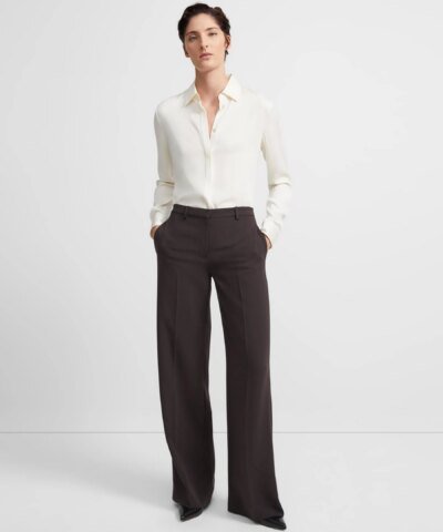 Theory Fitted Shirt In Stretch Silk