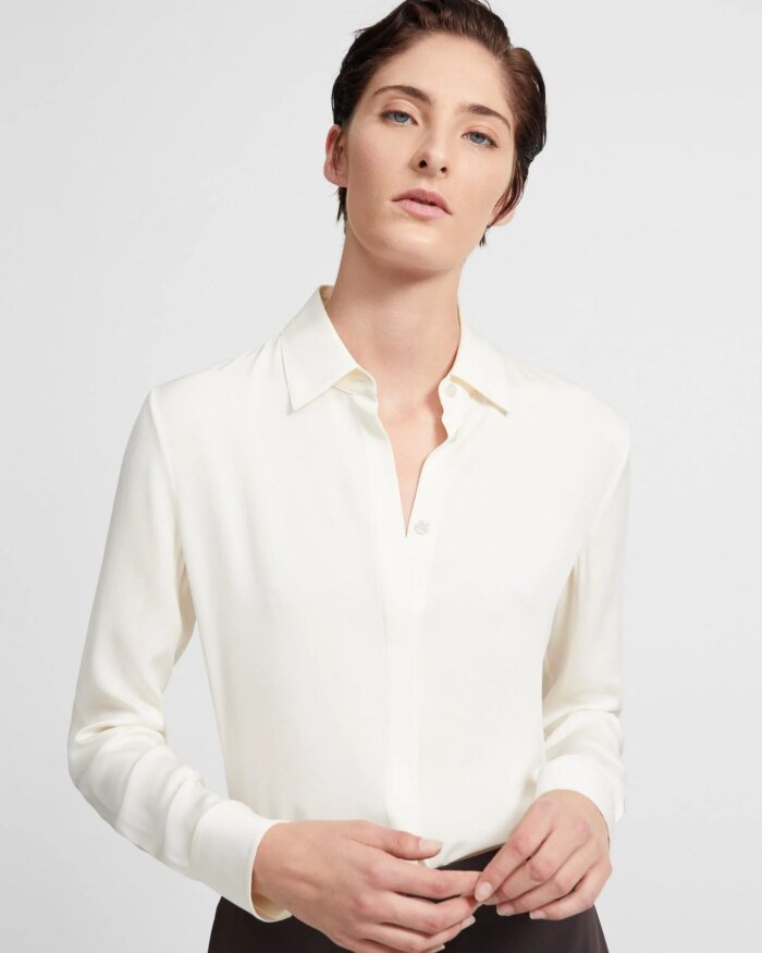 Theory Fitted Shirt In Stretch Silk