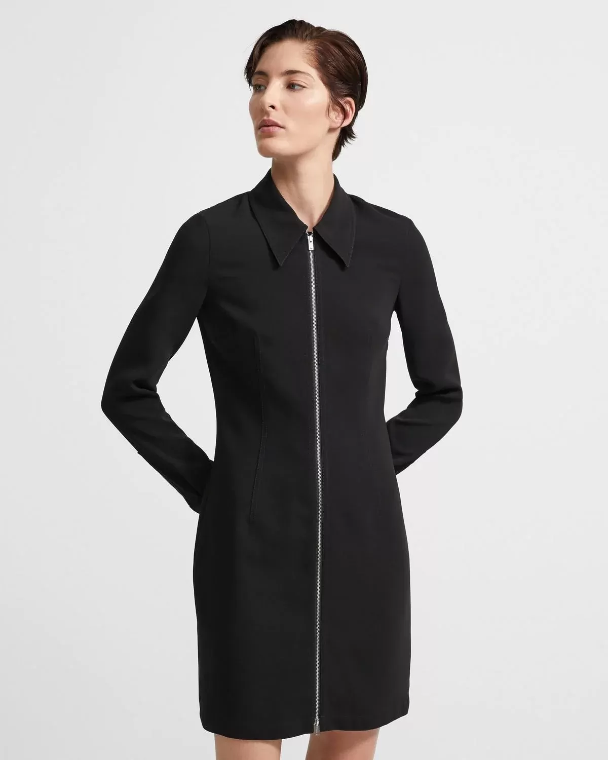 Theory Zip Shirtdress In Crepe