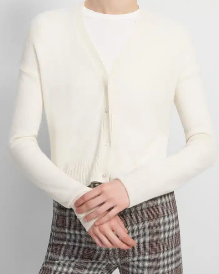 Theory Cropped Cardigan In Feather Cashmere